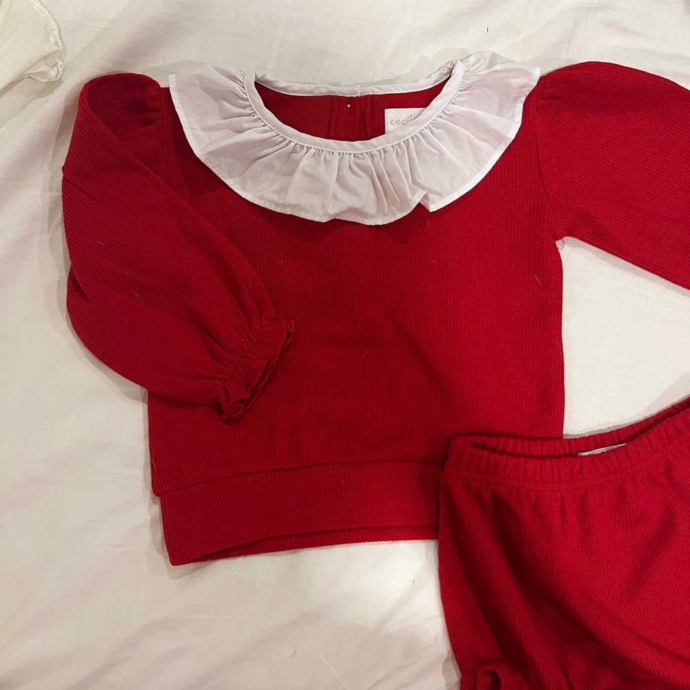 Cecil and Lou Red Matching Sweater Set